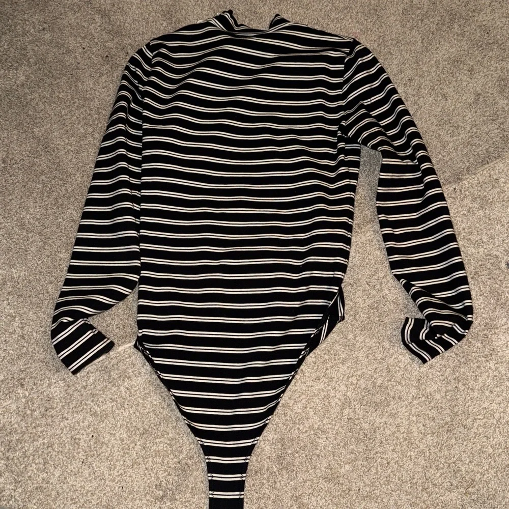 J. Crew Striped Mockneck bodysuit with button shoulders